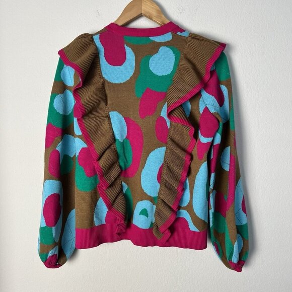 Emily McCarthy Lillian Sweater Womens Small Meadowbrook Spot Preppy Maximalism - Picture 5 of 8